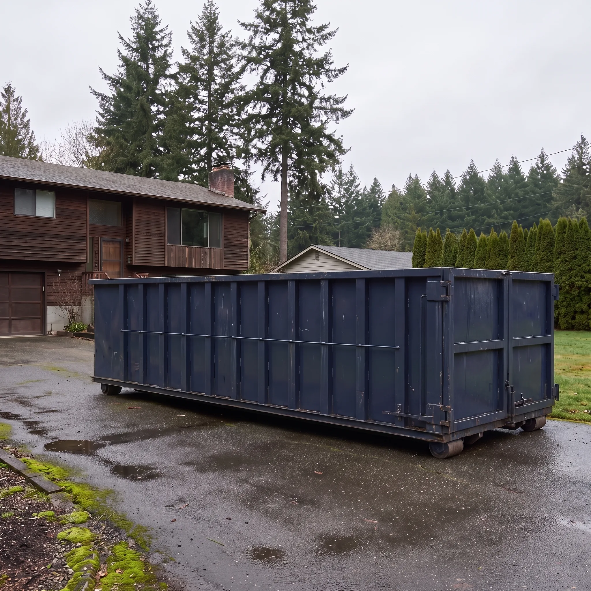 Roll-off dumpster on a Washington job site