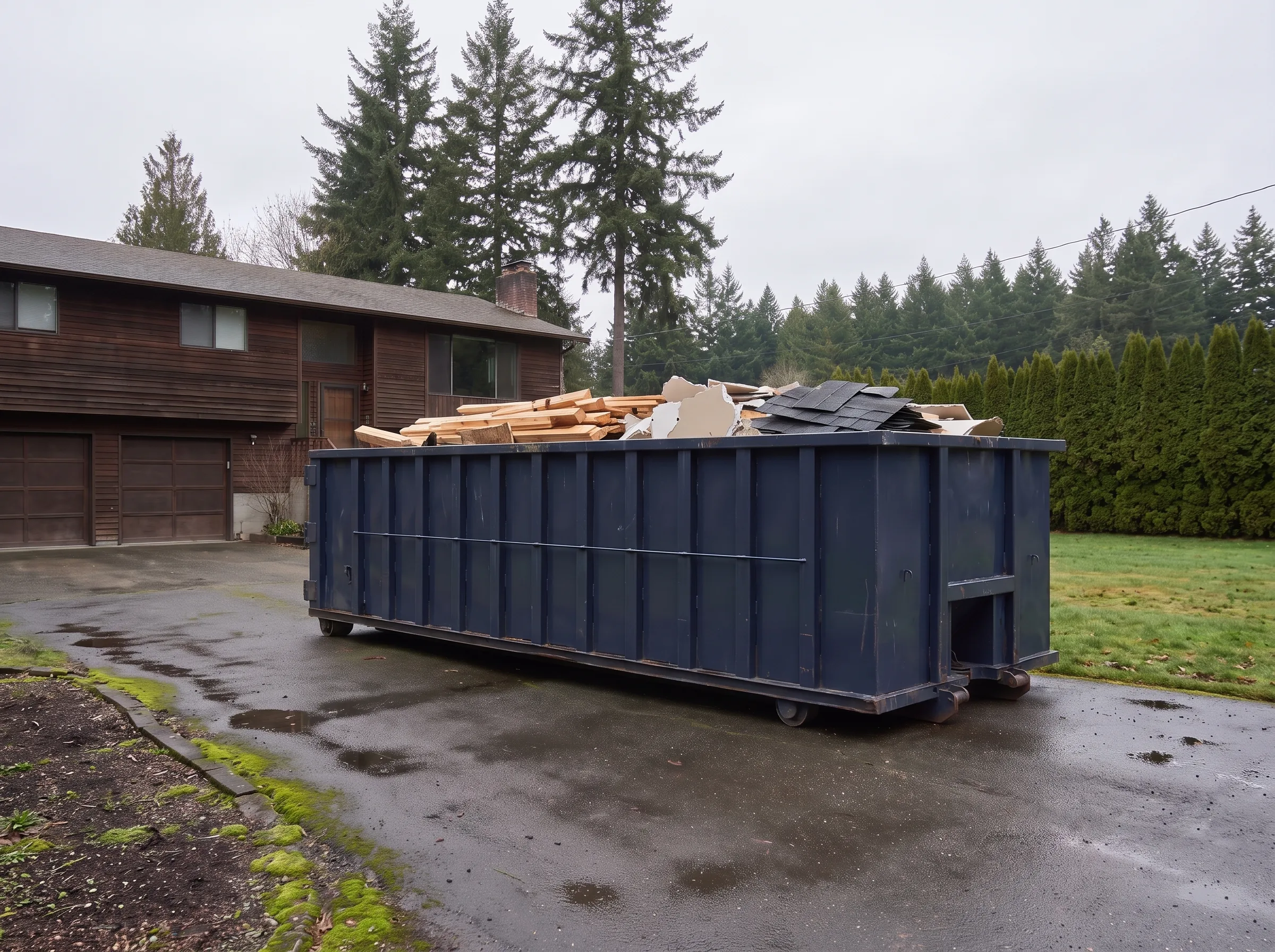 Roll-off dumpster being loaded in Asotin County, WA